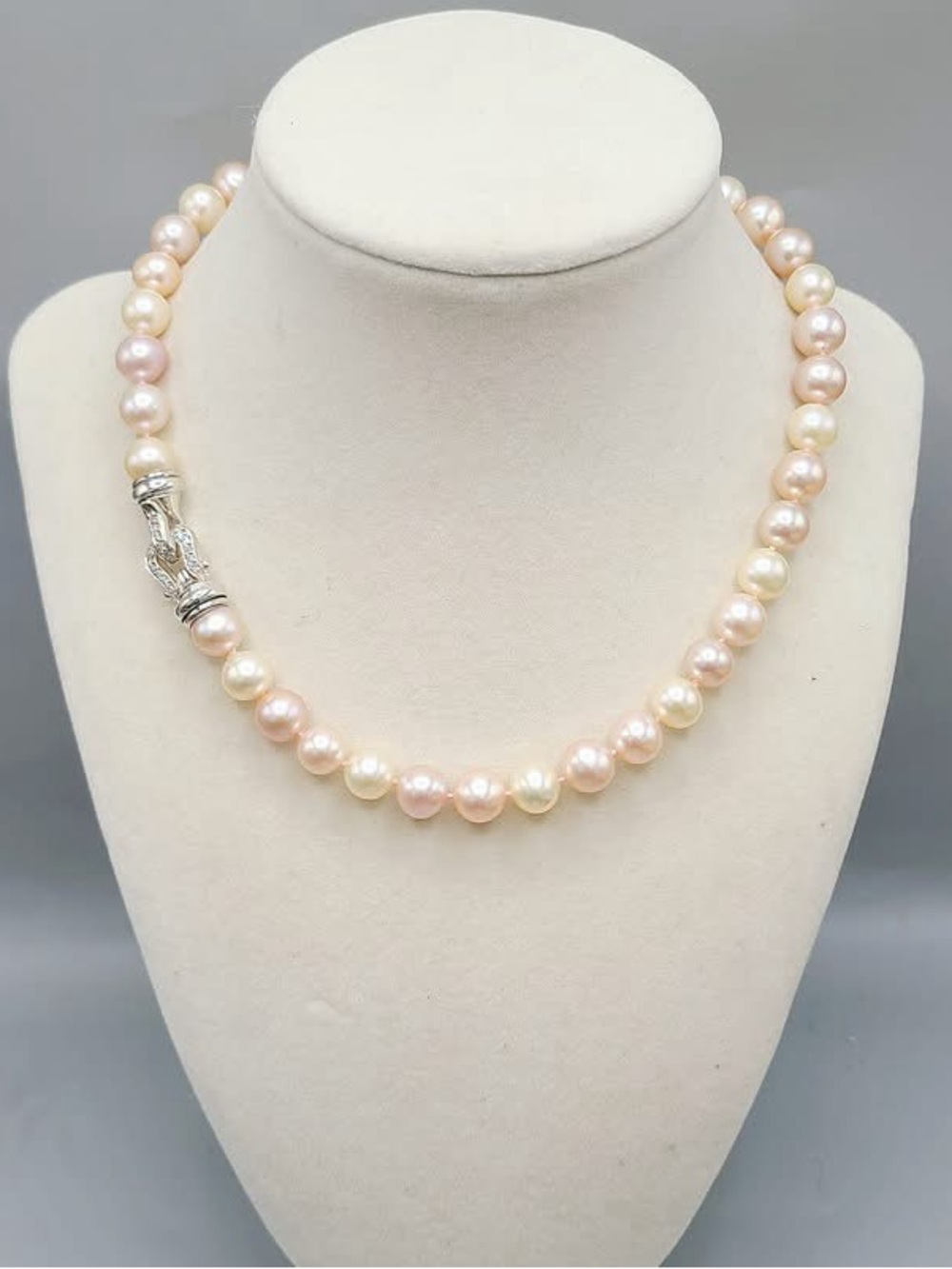 David Yurman Pearl Strand Buckle Necklace With Diamonds